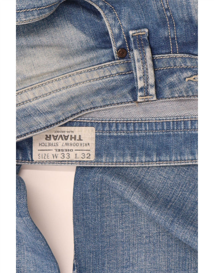 DIESEL Mens Thavar Acid Wash Slim Skinny Jeans W33 L32 Blue Cotton