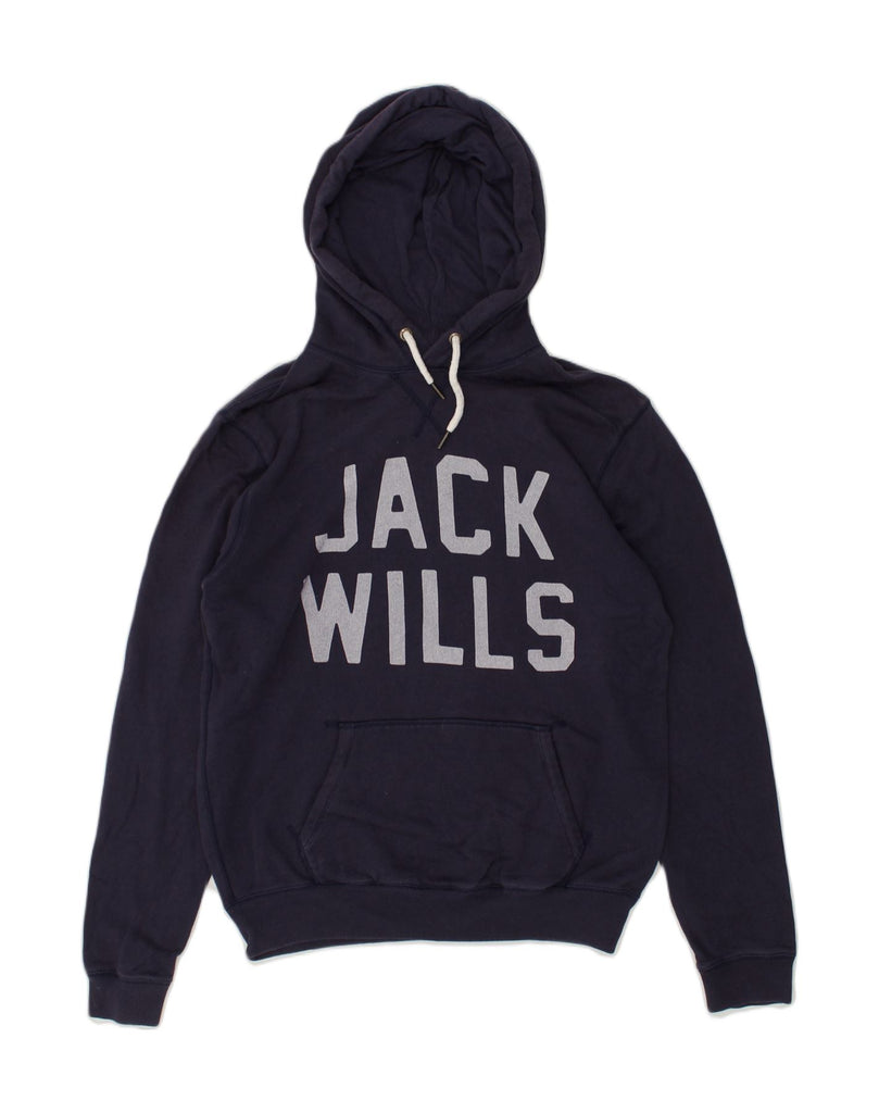 JACK WILLS Mens Graphic Hoodie Jumper XS Navy Blue Cotton | Vintage Jack Wills | Thrift | Second-Hand Jack Wills | Used Clothing | Messina Hembry 