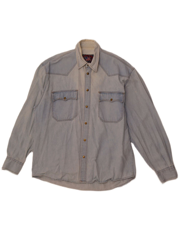 VINTAGE Mens Denim Shirt Medium Blue