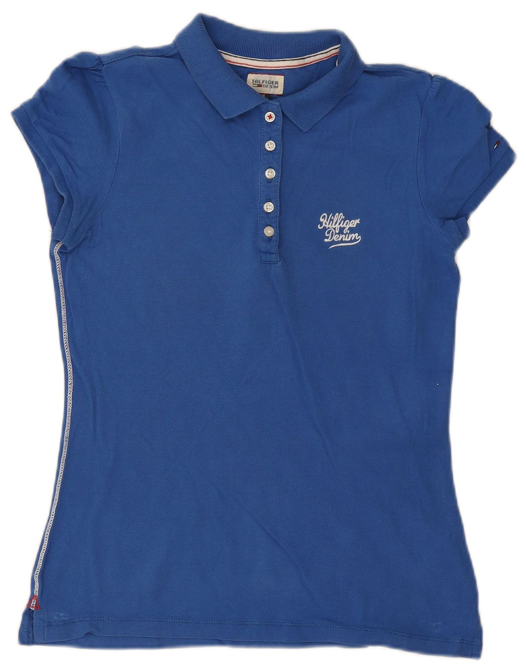 Tommy Hilfiger Womens Polo Shirt UK 12 Medium Blue Cotton