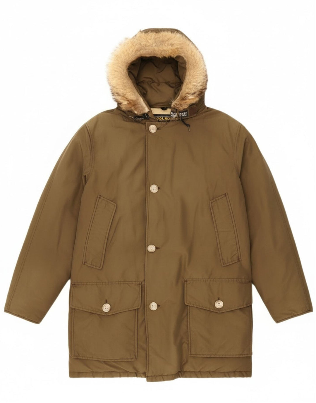 Woolrich Mens Hooded Padded Coat UK 36 Small Khaki
