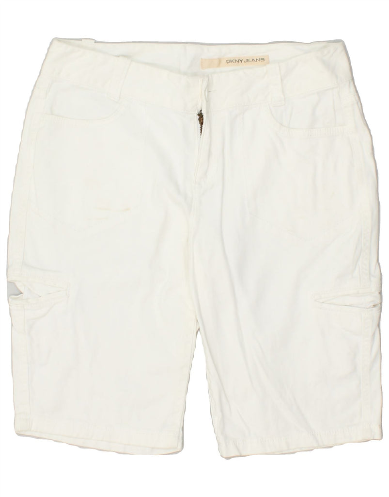 DKNY Womens Cargo Shorts US 8 Medium W34 White Cotton | Vintage Dkny | Thrift | Second-Hand Dkny | Used Clothing | Messina Hembry 