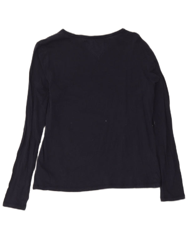 Tommy Hilfiger Womens Top Long Sleeve UK 14 Medium Navy Blue Cotton