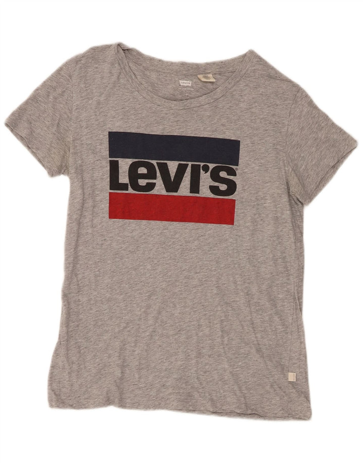 Levi's Womens Graphic T-Shirt Top UK 10 Small Grey Flecked