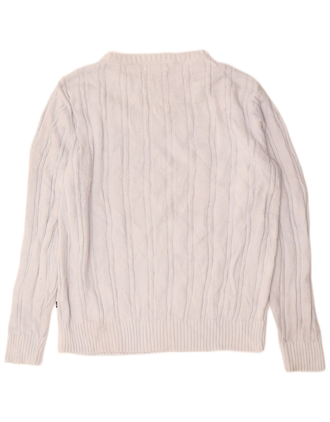 Nautica Mens Boat Neck Jumper Sweater Medium White Cotton