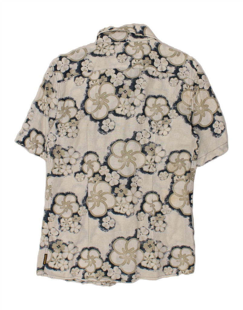 ARMANI Mens Short Sleeve Shirt Medium White Floral Vintage Armani and Second-Hand Armani from Messina Hembry 