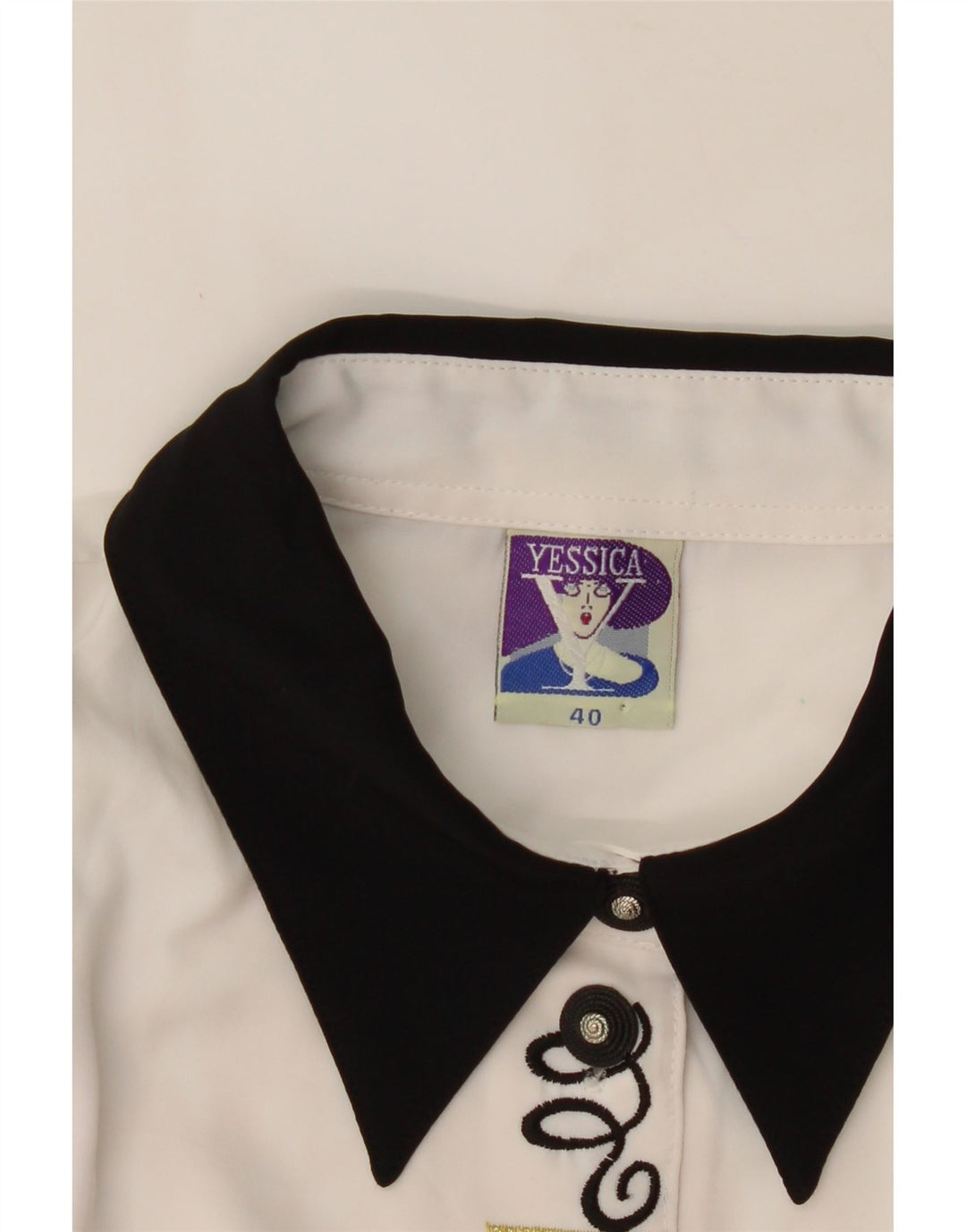 Yessica Womens Graphic Shirt EU 40 Medium White Geometric Polyester