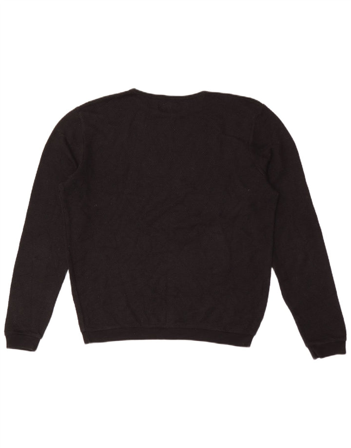 Zara Mens Crew Neck Jumper Sweater Medium Black Cotton