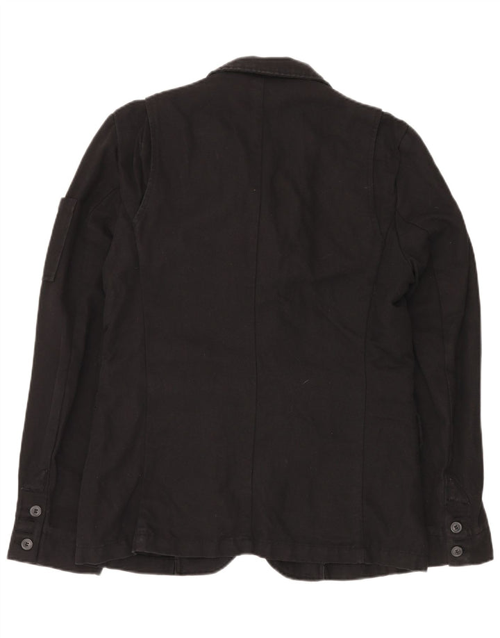 BENETTON Mens 3 Button Blazer Jacket IT 48 Medium Black Linen