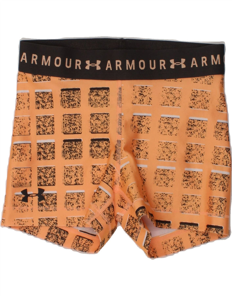 UNDER ARMOUR Womens Graphic Sport Shorts UK 6 XS Orange Geometric | Vintage Under Armour | Thrift | Second-Hand Under Armour | Used Clothing | Messina Hembry 