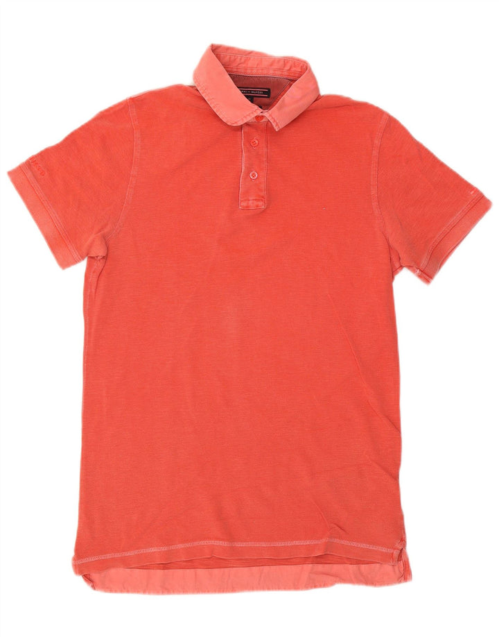 TOMMY HILFIGER Mens Slim Fit Polo Shirt Medium Red Cotton