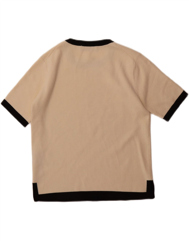ZARA Womens T-Shirt Top UK 10 Small Off White Viscose