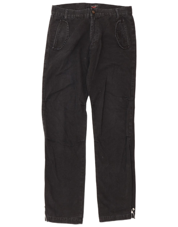 Vintage Mens Straight Casual Trousers IT 48 Medium W34 L35 Black Cotton