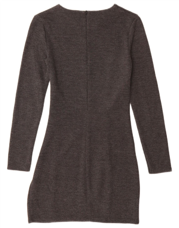 Zara Womens Jumper Dress UK 8 Small Grey Cotton