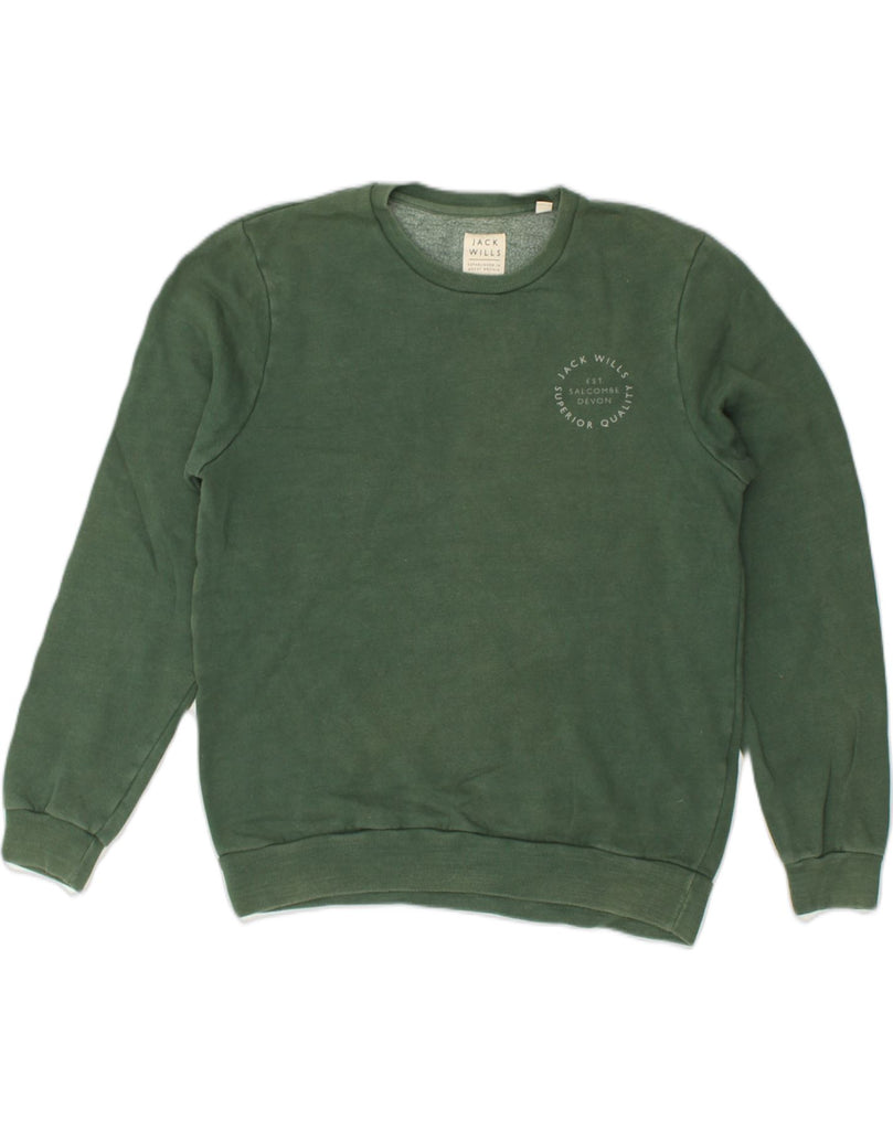 JACK WILLS Mens Sweatshirt Jumper Medium Green Cotton | Vintage Jack Wills | Thrift | Second-Hand Jack Wills | Used Clothing | Messina Hembry 