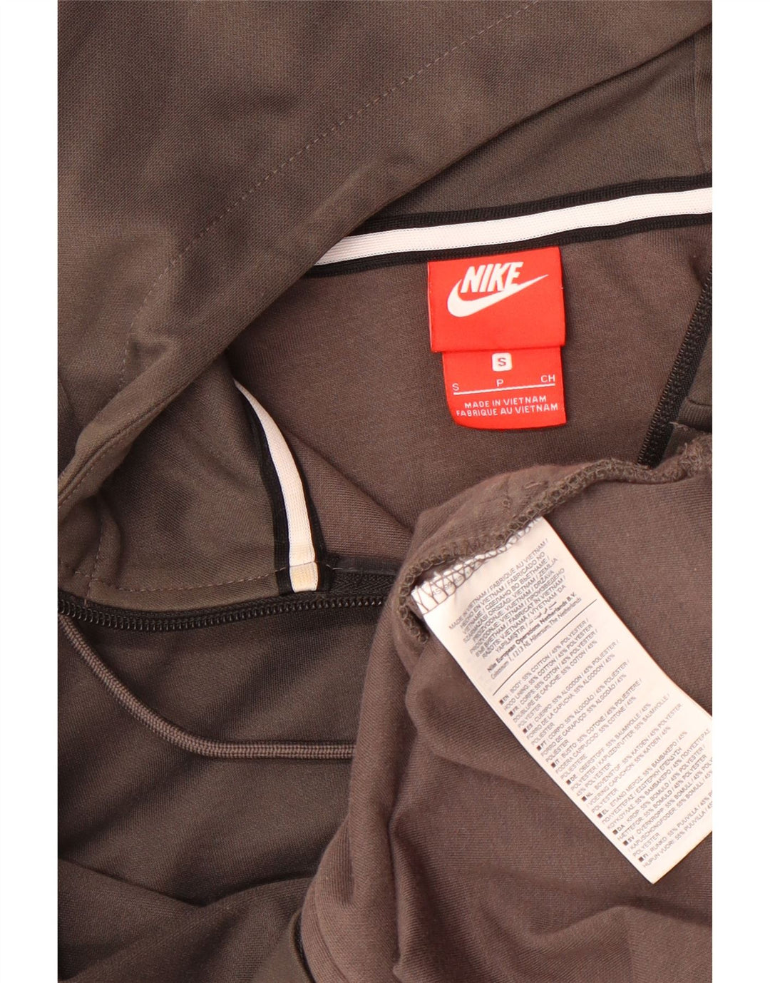 Nike Mens Zip Hoodie Sweater Small Grey Colourblock Cotton