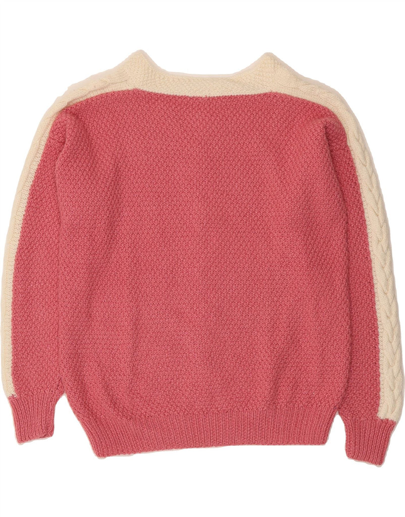 VINTAGE Womens Boat Neck Jumper Sweater UK 16 Large Pink Colourblock Vintage Vintage and Second-Hand Vintage from Messina Hembry 