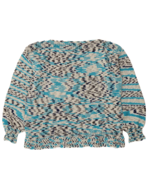 Vintage Womens Boat Neck Jumper Sweater UK 16 Large Blue Striped