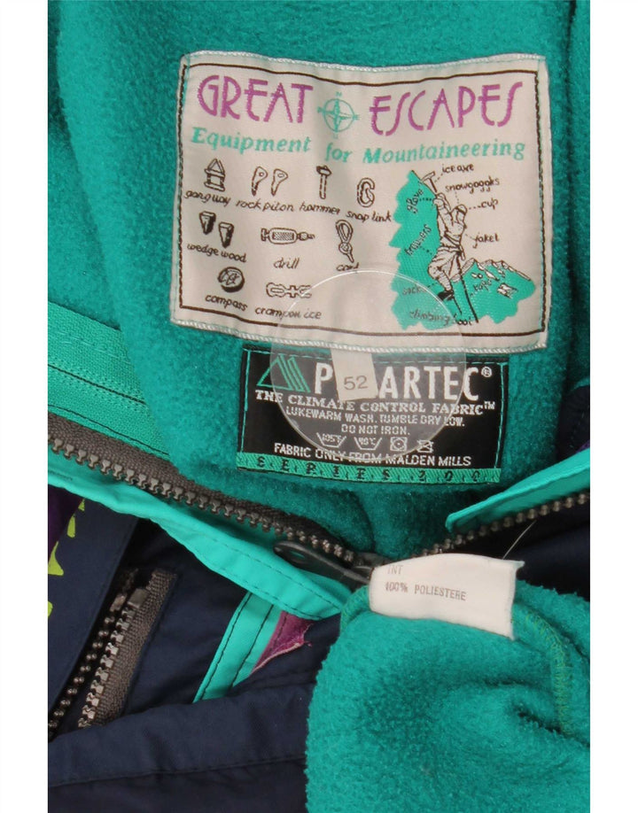 Great Escapes Mens Polartec Graphic Ski Jacket IT 52 XL Navy Blue