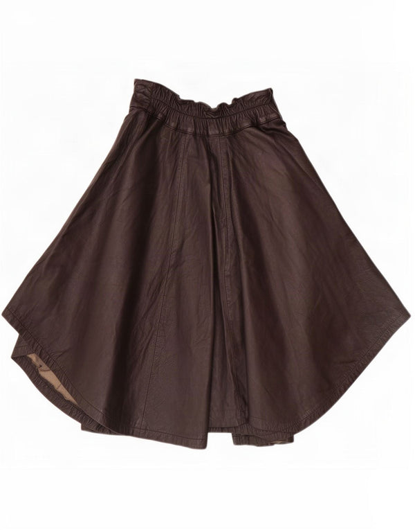 Vintage Womens Asymmetric Leather Skirt Small W26 Black