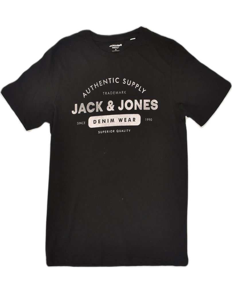 JACK & JONES Mens Graphic T-Shirt Top Medium Black Cotton | Vintage Jack & Jones | Thrift | Second-Hand Jack & Jones | Used Clothing | Messina Hembry 