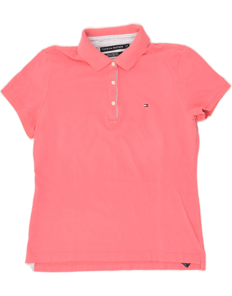 TOMMY HILFIGER Womens Polo Shirt UK 16 Large Pink Cotton | Vintage Tommy Hilfiger | Thrift | Second-Hand Tommy Hilfiger | Used Clothing | Messina Hembry 