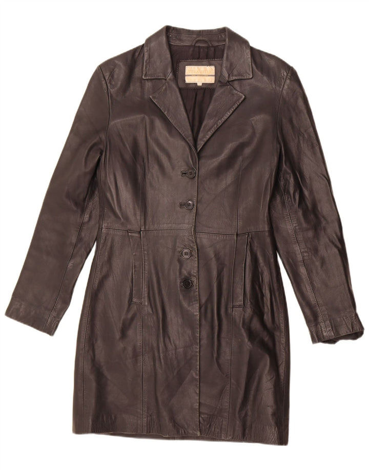 Vintage Womens Leather Coat IT 44 Medium Black Leather