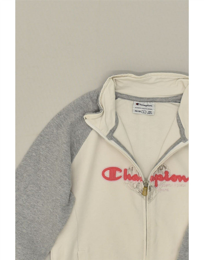 CHAMPION Girls Graphic Tracksuit Top Jacket 11-12 Years Large White | Vintage Champion | Thrift | Second-Hand Champion | Used Clothing | Messina Hembry 