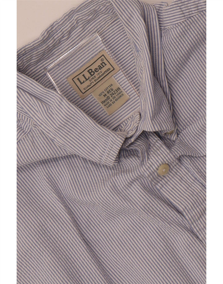 L.L.Bean Mens Short Sleeve Shirt Medium Blue Pinstripe Cotton