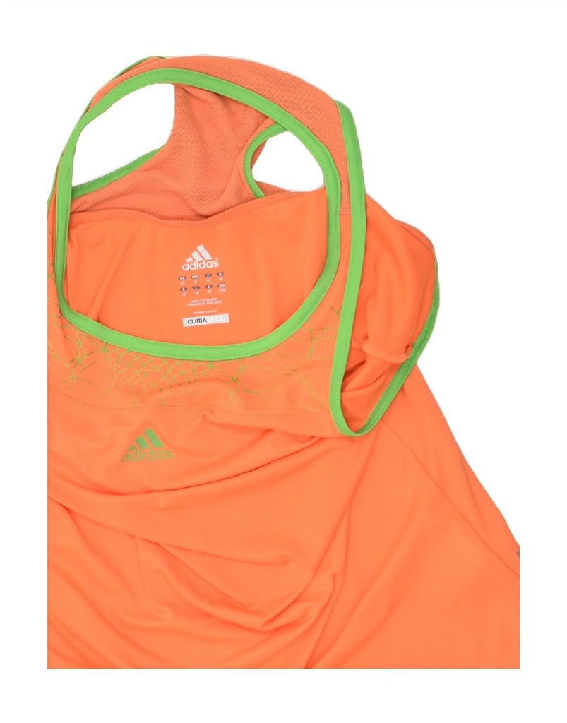 ADIDAS Womens Climacool Graphic Vest Top UK 14 Medium Orange Polyester | Vintage Adidas | Thrift | Second-Hand Adidas | Used Clothing | Messina Hembry 