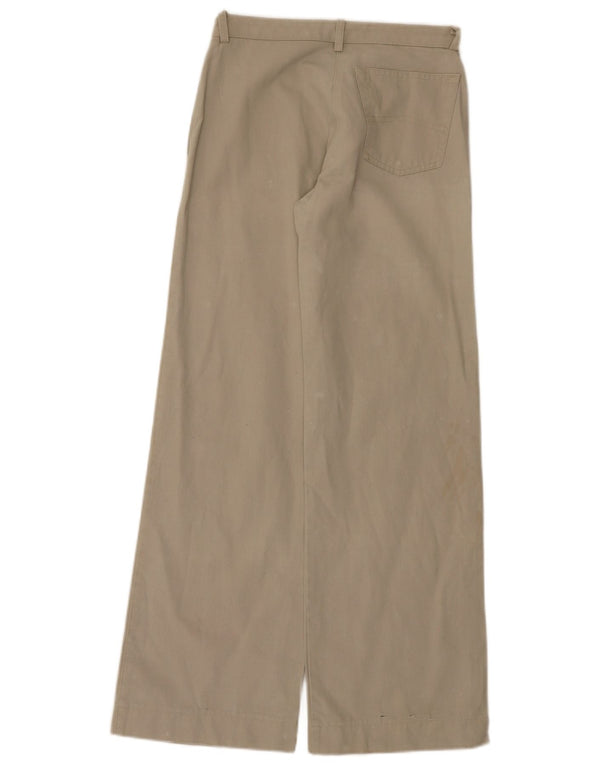 Armani Womens Wide Leg Casual Trousers UK 8 Small W26 L31 Beige Cotton