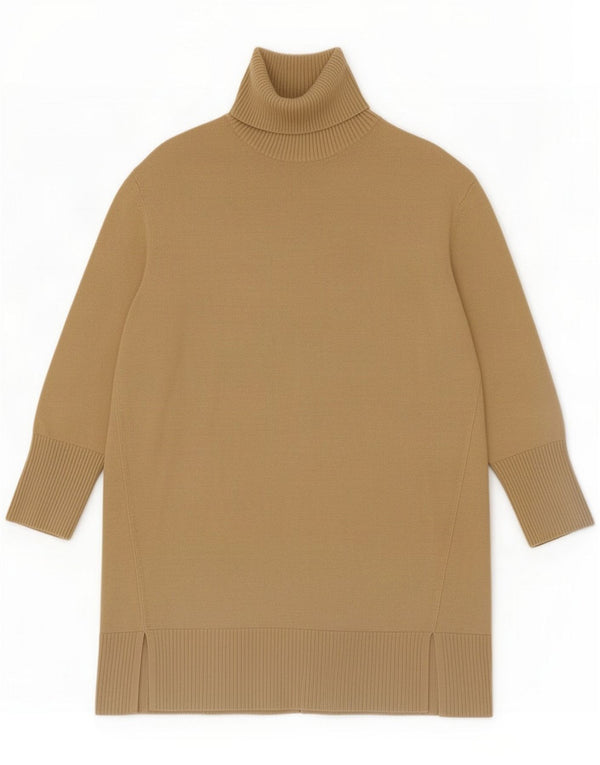 Hugo Boss Womens 3/4 Sleeve Jumper Dress UK 16 Large Beige Cotton