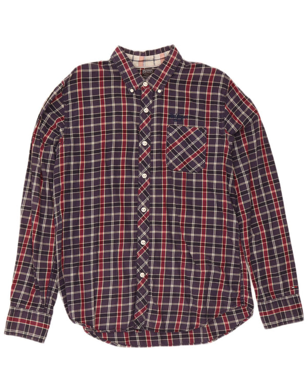 Tommy Hilfiger Mens Shirt XL Navy Blue Check Cotton