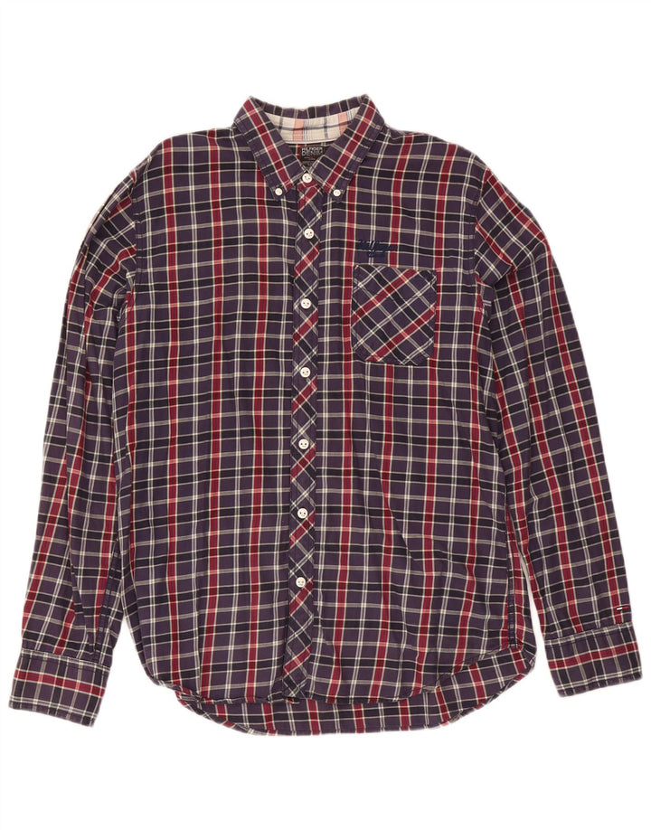 Tommy Hilfiger Mens Shirt XL Navy Blue Check Cotton
