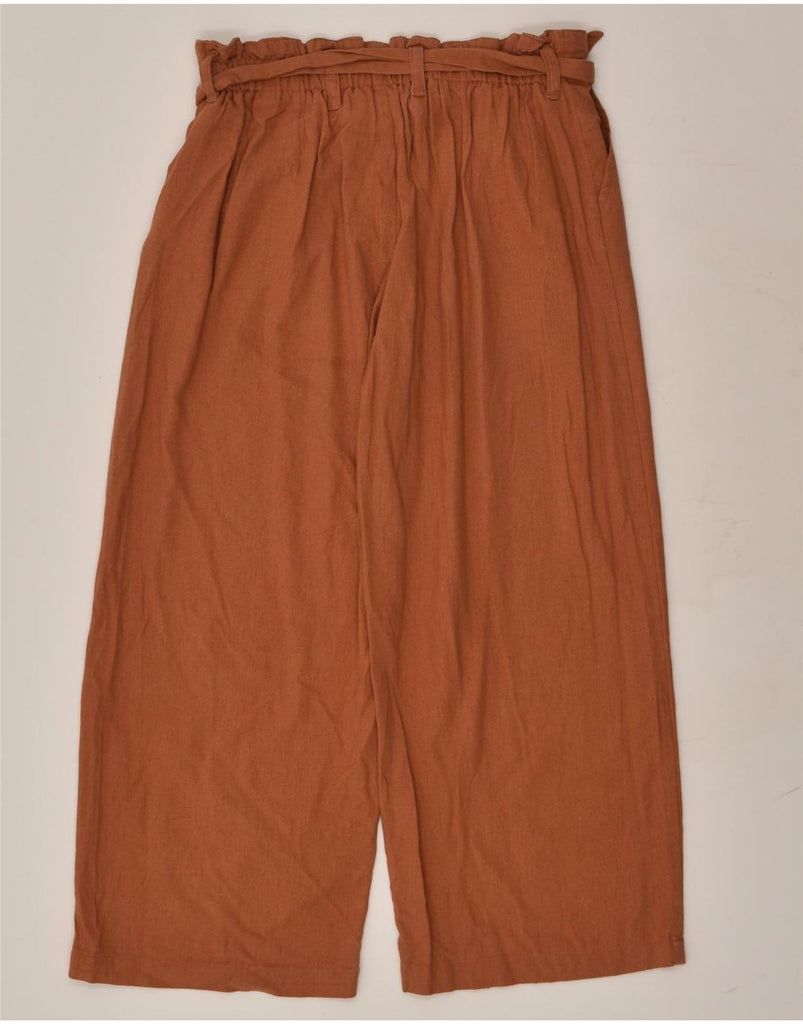 FAT FACE Womens Wide Leg Chino Trousers UK 10 Small W27 L23 Brown Linen | Vintage Fat Face | Thrift | Second-Hand Fat Face | Used Clothing | Messina Hembry 