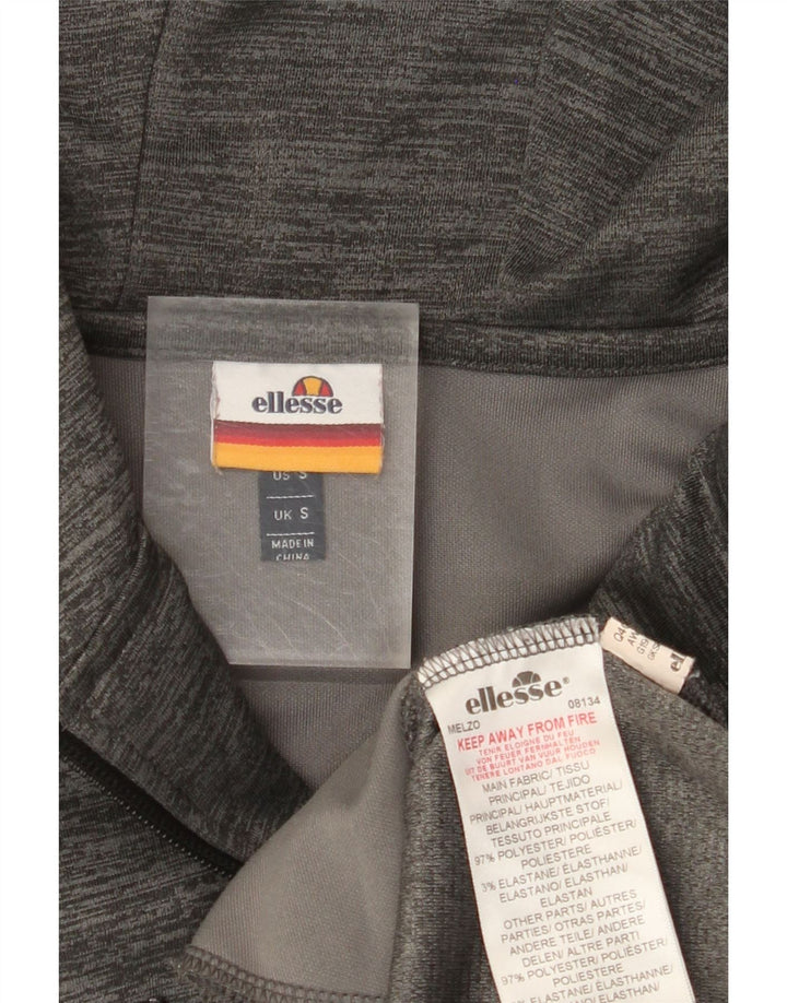 ELLESSE Mens Zip Hoodie Sweater Small Grey Pinstripe Polyester