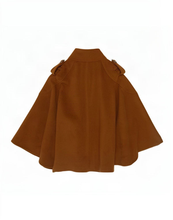 Sisley Womens Military Cape Coat IT 46 Large Brown Wool