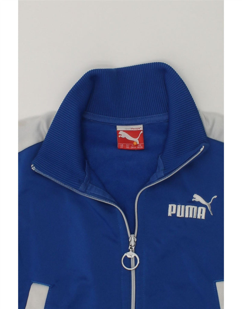 PUMA Baby Boys Graphic Tracksuit Top Jacket 18-24 Months Blue Colourblock | Vintage Puma | Thrift | Second-Hand Puma | Used Clothing | Messina Hembry 