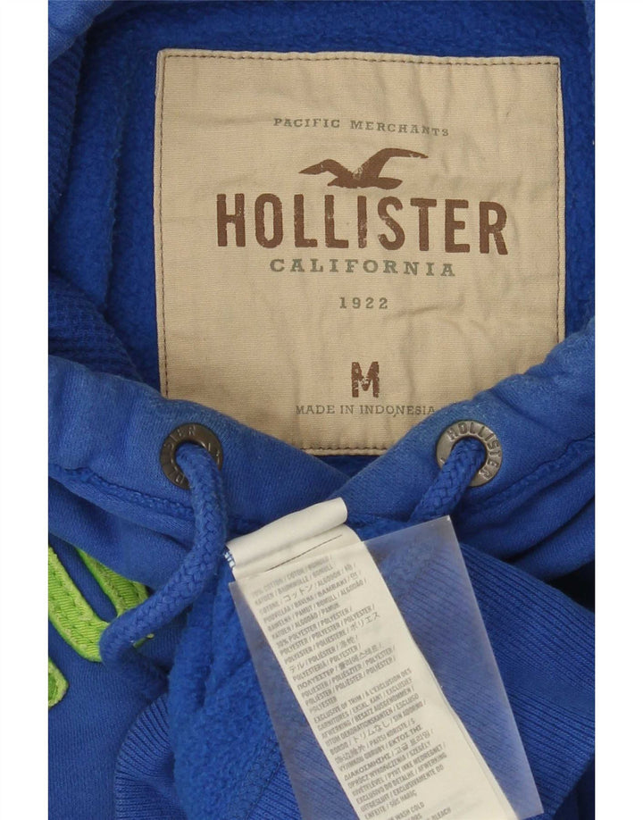 Hollister Mens Graphic Hoodie Jumper Medium Blue Cotton