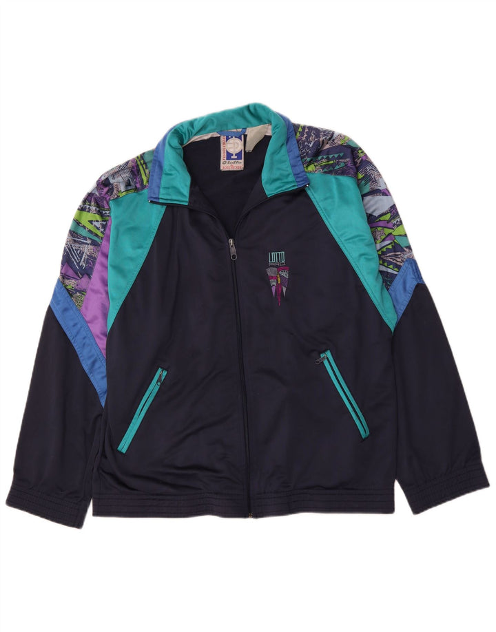 Lotto Mens Tracksuit Top Jacket Large Navy Blue Colourblock