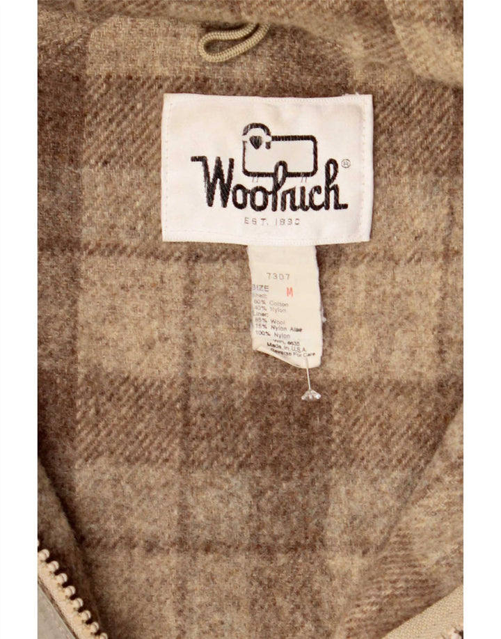 Woolrich Mens Hooded Parka Jacket UK 38 Medium Grey Cotton