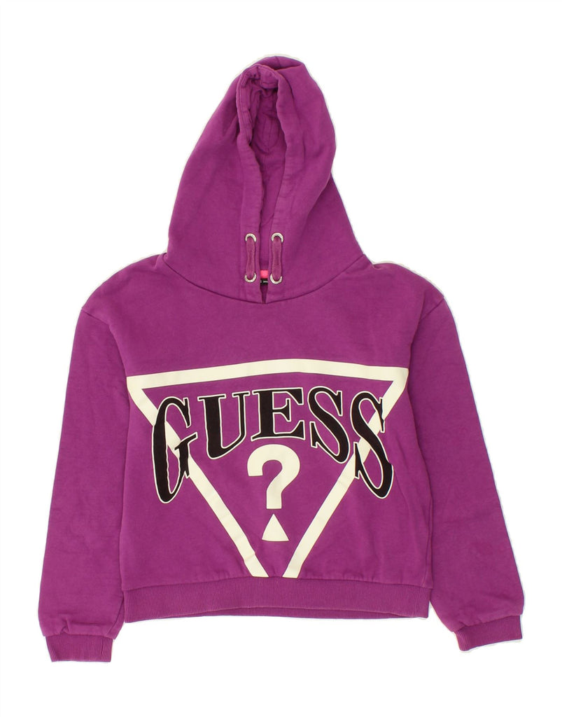 GUESS Girls Graphic Hoodie Jumper 11-12 Years Purple Cotton | Vintage Guess | Thrift | Second-Hand Guess | Used Clothing | Messina Hembry 