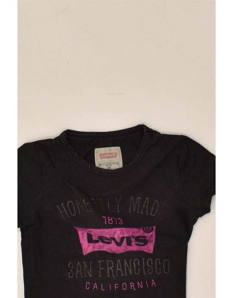 LEVI'S Girls Graphic T-Shirt Top 9-10 Years Black Cotton | Vintage Levi's | Thrift | Second-Hand Levi's | Used Clothing | Messina Hembry 