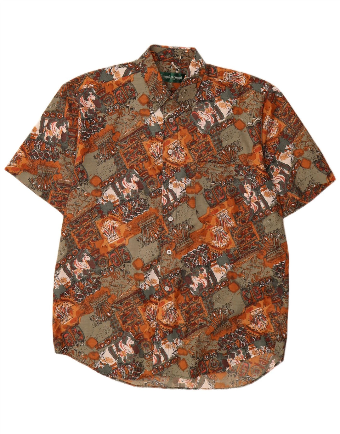 Vintage Mens Abstract Pattern Shirt Size 39 Medium Multicoloured