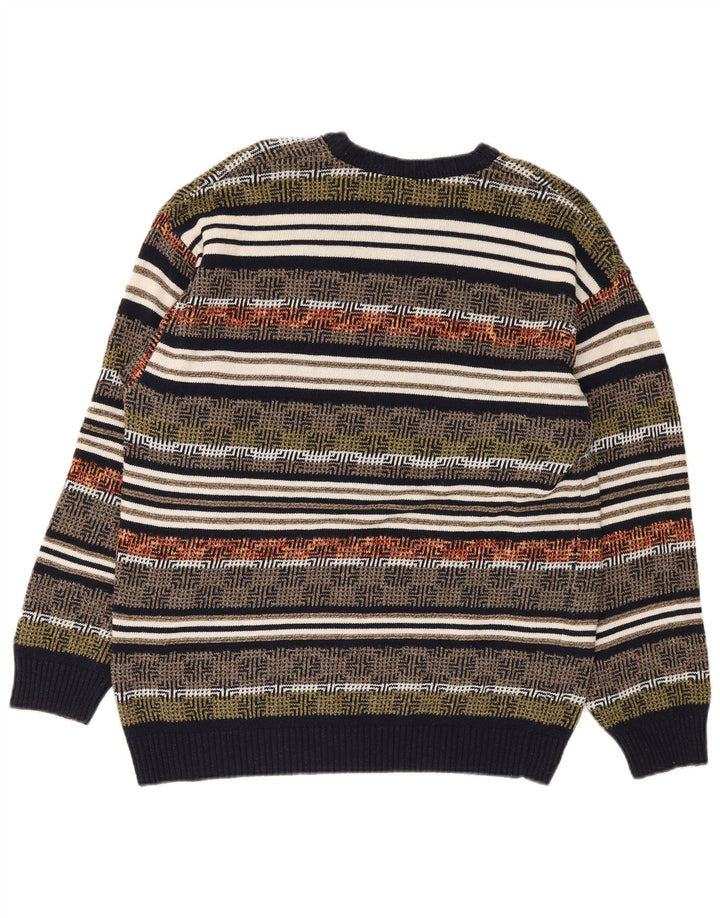 Giramondo Mens V-Neck Jumper Sweater Large Multicoloured Geometric