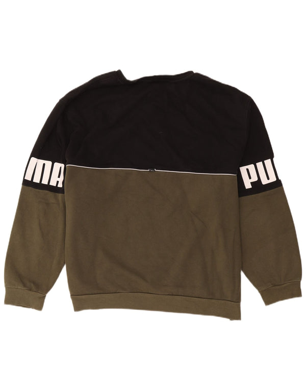 Puma Mens Graphic Sweatshirt Jumper 2XL Khaki Colourblock Cotton