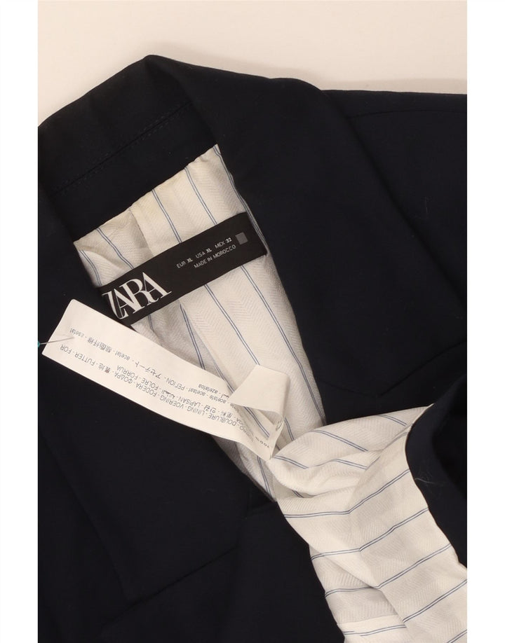 Zara Womens Double Breasted Blazer Jacket UK 18 XL Navy Blue