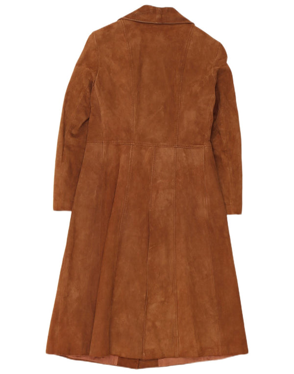 Vintage Womens Suede Overcoat IT 44 Medium Brown Leather