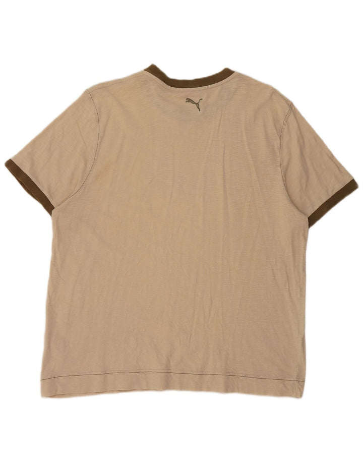 Puma Mens Graphic T-Shirt Top 2XL Beige Cotton