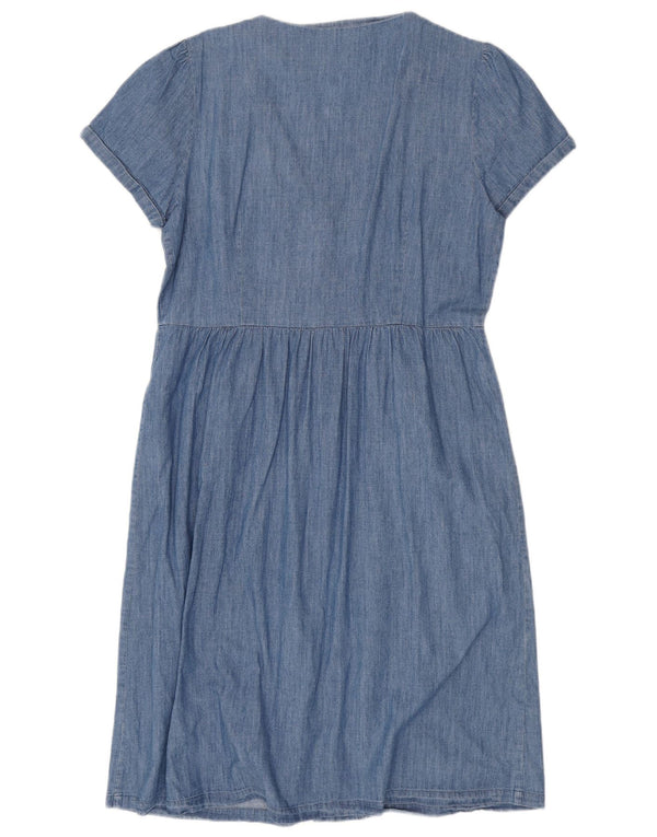 Oasis Womens Denim Shirt Dress UK 16 Large Blue Cotton